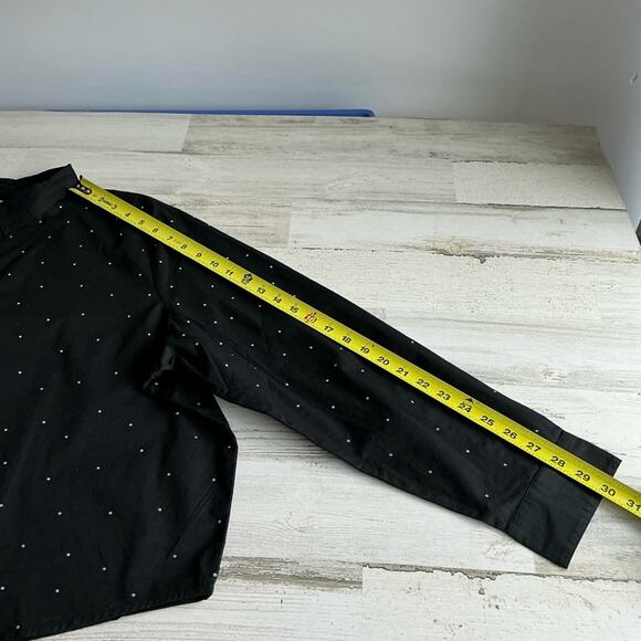 NWT J. Crew 3X Rhinestone modern button-down Black Cotton Lightweight CE968 - Picture 11 of 12